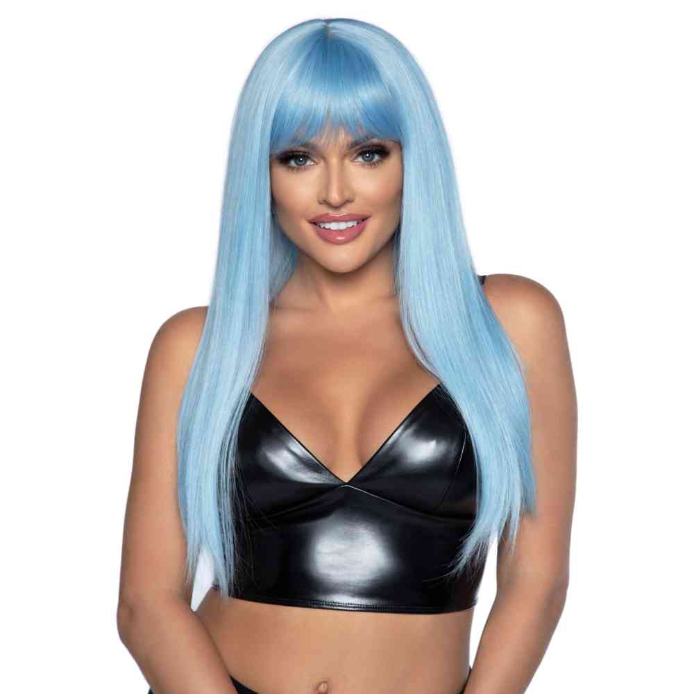 Leg Avenue - Long Straight Bang Wig - Blue/Silver coloured